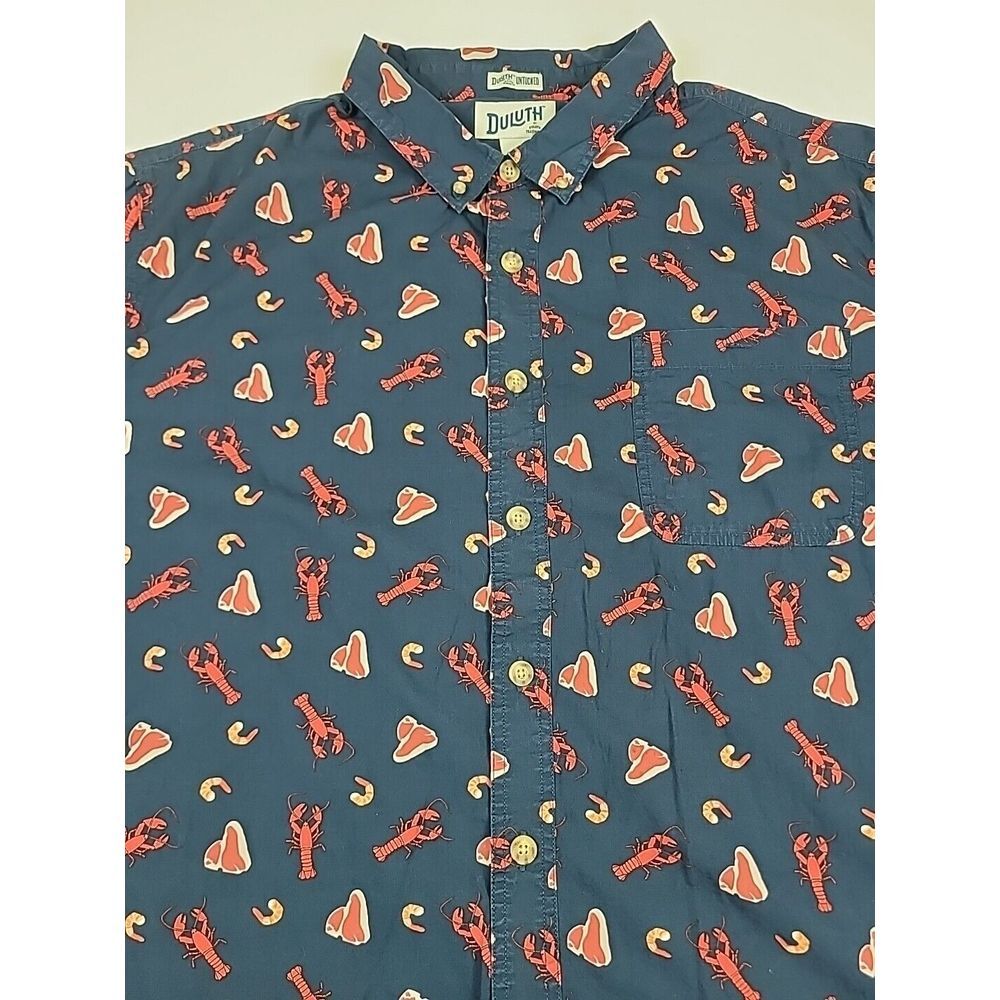 Duluth Trading Co Untucked Mens 3XL Relaxed AOP Surf & Turf Short Sleeve Shirt - Picture 2 of 7